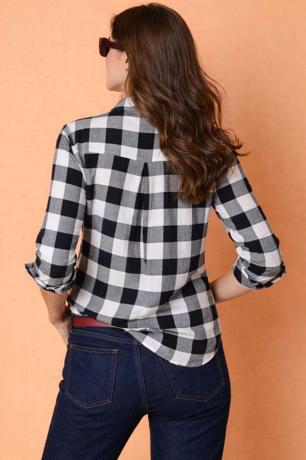 Women’s Black & White Checkered Cotton Casual Shirt