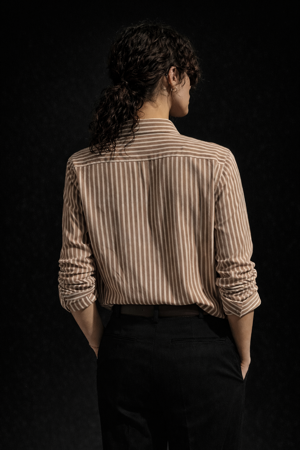 Beige & White Striped Women’s Shirt